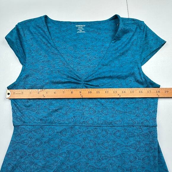 Toad And Co Dress Womens Large Blue Aztec Short Sleeve Outdoor Nature Hiking - Picture 8 of 12